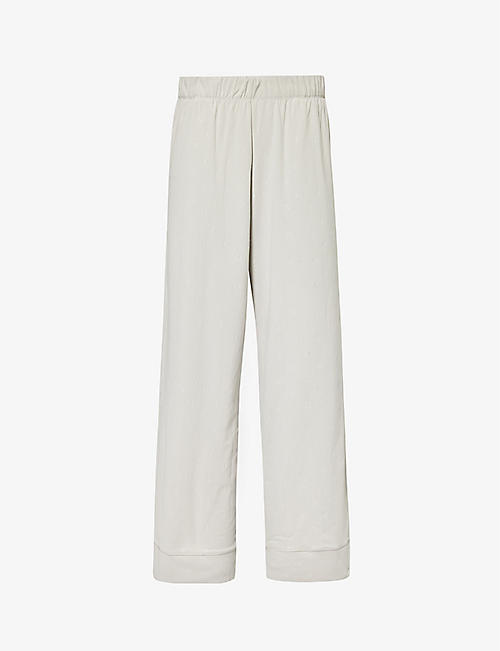LOUNGE UNDERWEAR: Luxury wide-leg mid-rise stretch-recycled polyester pyjama trousers