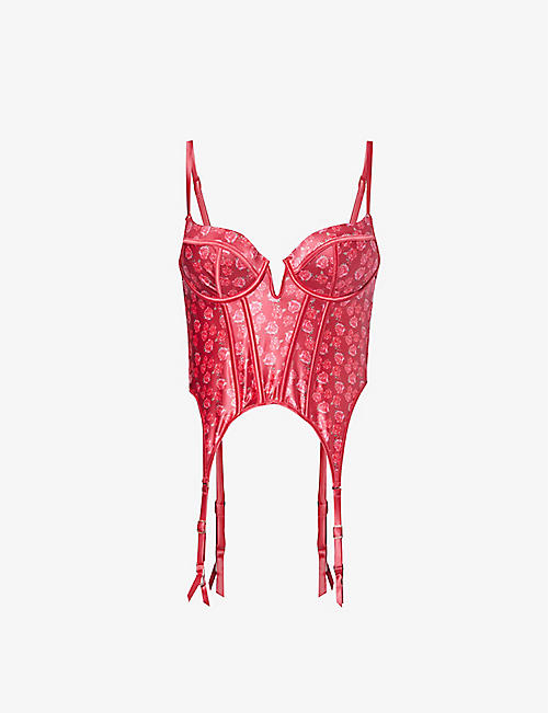 LOUNGE UNDERWEAR: Kaia floral-print stretch-woven bra