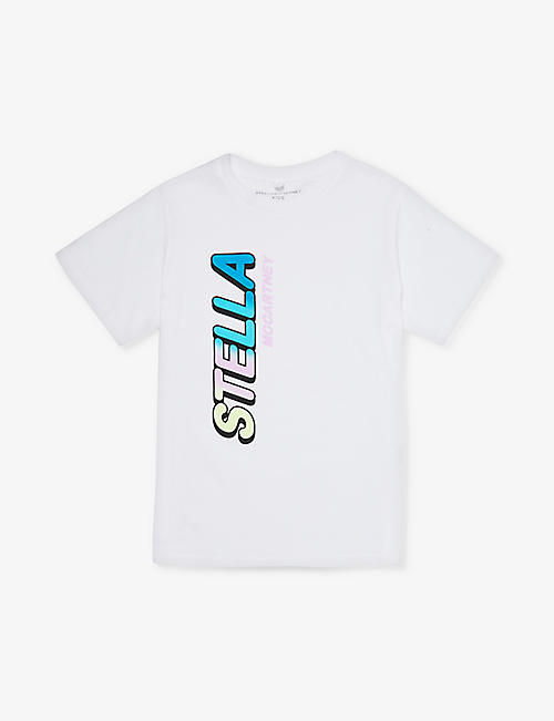 STELLA MCCARTNEY: Logo text-print cotton-jersey T-shirt 4-14 years