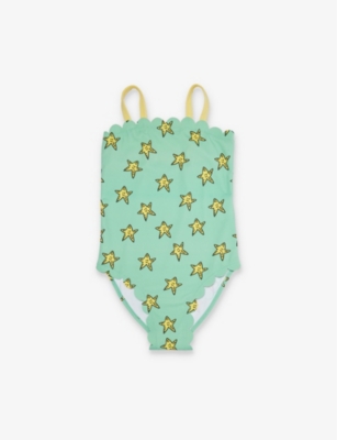 STELLA MCCARTNEY: Starfish-print scallop-trim recycled-polyamide  swimsuit 4-10 years