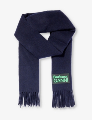 BARBOUR: Barbour x GANNI logo-appliqué wool scarf