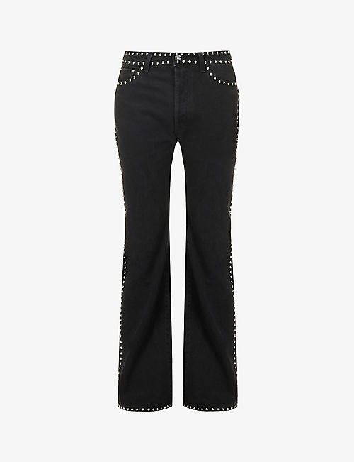 LANVIN: Brand-patch five-pockets mid-rise flared-leg jeans