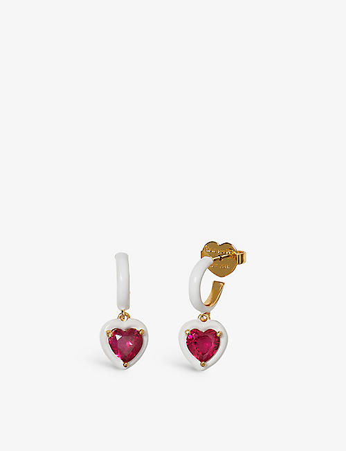 KATE SPADE NEW YORK: Huggies brass and cubic zirconia earrings