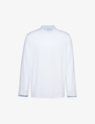 MARNI: Contrast-stripe relaxed-fit cotton-jersey T-shirt