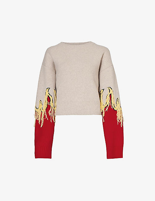 WYNN HAMLYN: Flame tassel-trim wool-knit jumper