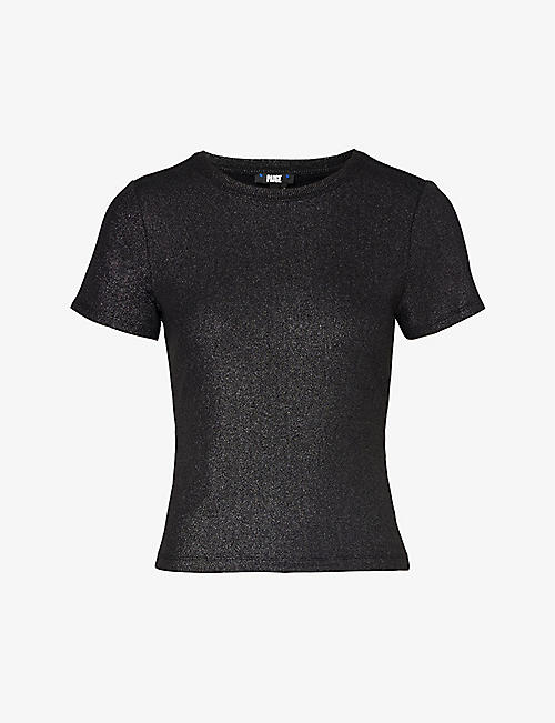 PAIGE: Lor metallic slim-fit woven T-shirt