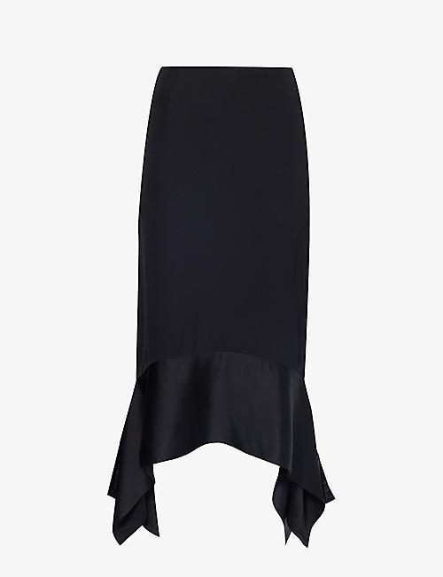 TOTEME: High-rise asymmetric-hem woven midi skirt