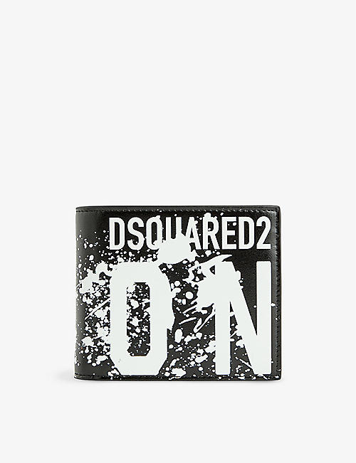 DSQUARED2: Icon Splash brand-print leather bifold wallet