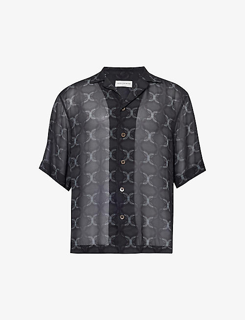 DRIES VAN NOTEN: Cassi abstract-pattern relaxed-fit woven shirt