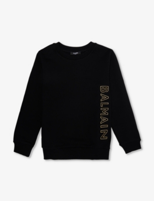 BALMAIN: Branded-print long-sleeved cotton-jersey sweatshirt 6-14 years