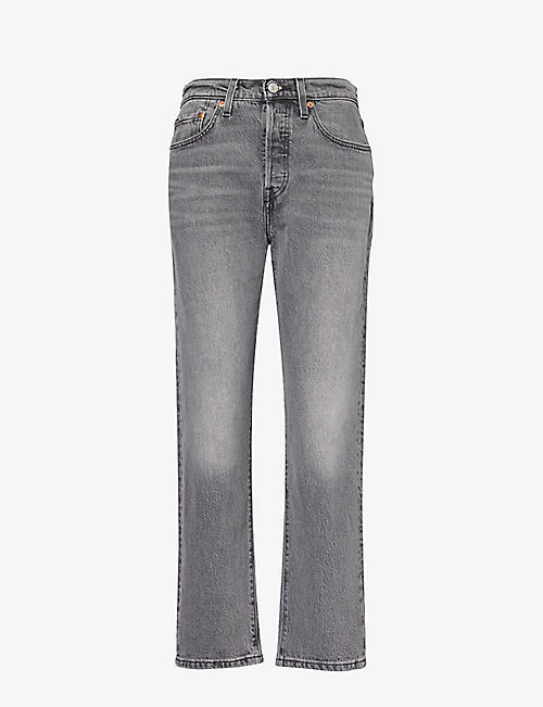 LEVIS: 501 cropped straight-leg high-rise stretch-denim jeans