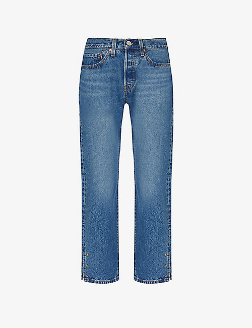 LEVIS: 501 cropped-leg high-rise jeans