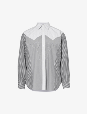 MAISON MARGIELA: Panelled striped cotton-blend shirt