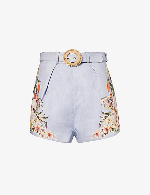 ZIMMERMANN: Lexi floral-print linen shorts