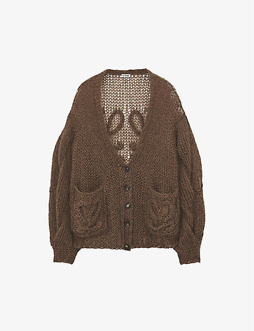 LOEWE: Anagram-embroidered mohair wool-blend knitted cardigan