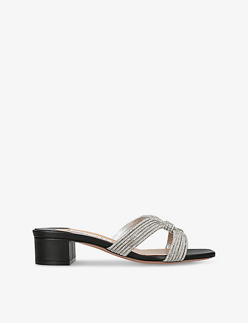 AQUAZZURA: Crystal Muse crystal-embellished leather&nbsp;heeled sandals