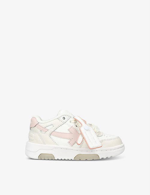 OFF-WHITE C/O VIRGIL ABLOH: Out of Office leather low-top trainers 4-8 years
