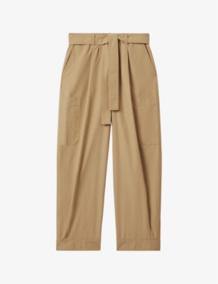 REISS: Delia patch-pocket tapered-leg cotton trousers