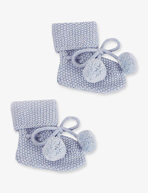 TROTTERS: Pom-pom knitted booties 0-9 months