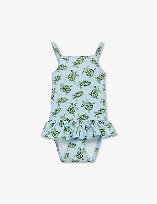 TROTTERS: Turtle-print stretch-woven swimsuit 3-24 months