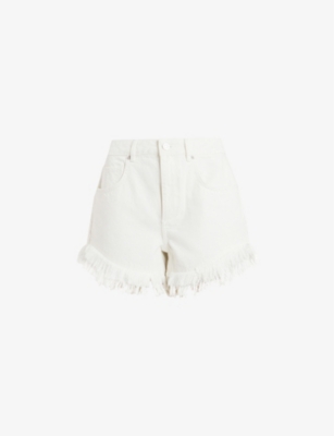 ALLSAINTS: Astrid frayed organic-cotton denim shorts