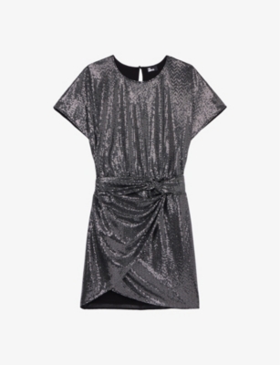 THE KOOPLES: Knotted draped stretch sequin-embellished mini dress