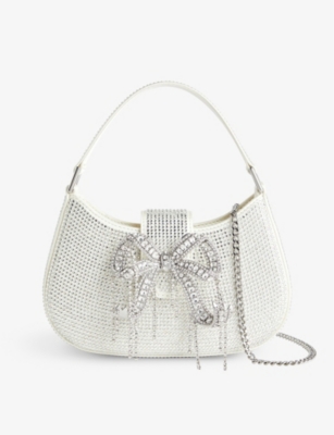 SELF PORTRAIT: Bow-embellished woven top-handle bag