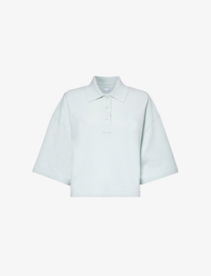 BOTTEGA VENETA: Exaggerated-sleeve cropped cotton piqué polo shirt