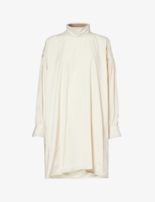 BOTTEGA VENETA: Compact high-neck cotton-blend midi dress