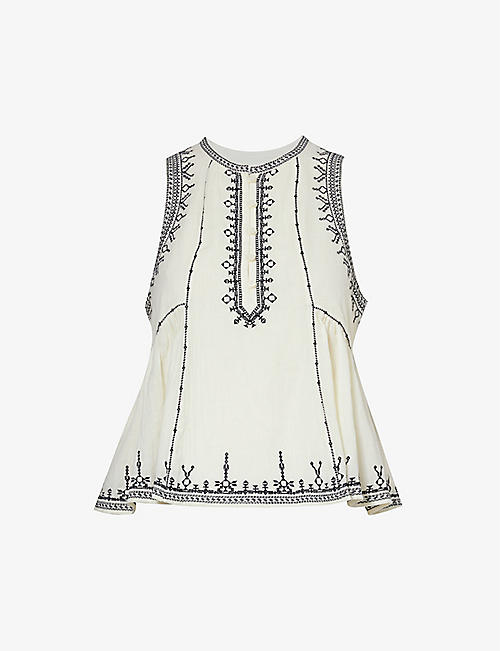 ISABEL MARANT ETOILE: Pagos embroidered cotton top