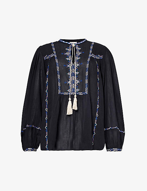 ISABEL MARANT ETOILE: Silekia embroidered cotton blouse