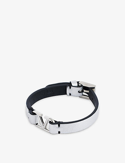 VALENTINO GARAVANI: Logo-charm leather bracelet