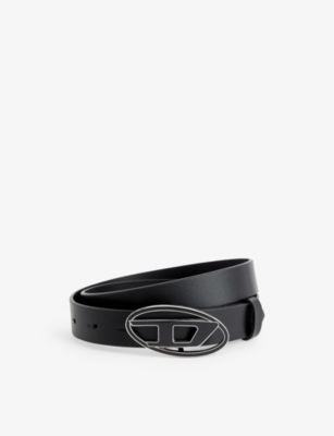 DIESEL: Logo-buckle leather belt