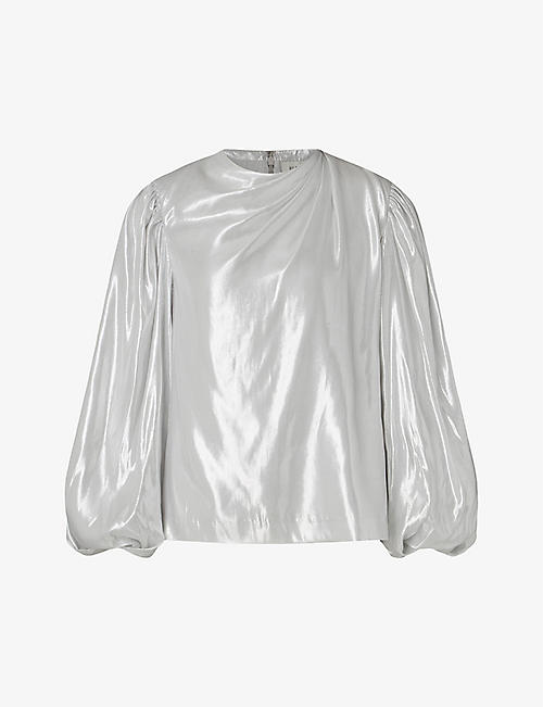 MALINA: Nala metallic silk-blend blouse