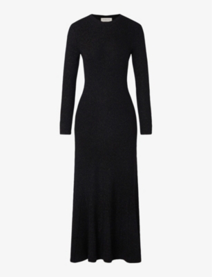 MALINA: Fellie cut-out long-sleeve knitted maxi dress