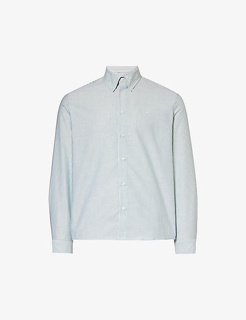 APC: Brand-embroidered striped regular-fit cotton shirt