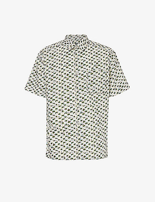 APC: Abstract-pattern regular-fit cotton-poplin shirt