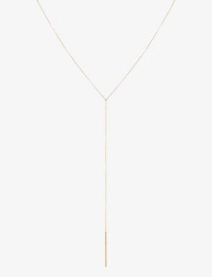 THE ALKEMISTRY: Nude Shimmer 18ct recycled yellow-gold lariat pendant necklace