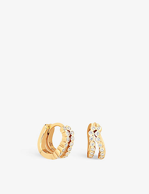 ASTRID & MIYU: Gleam Illusion 18ct yellow gold-plated recycled sterling-silver and zirconia hoop earrings