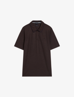 TED BAKER: Aroue suedette-trim woven polo shirt