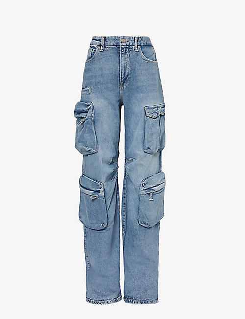 GOOD AMERICAN: Regular-fit mid-rise denim-blend jeans