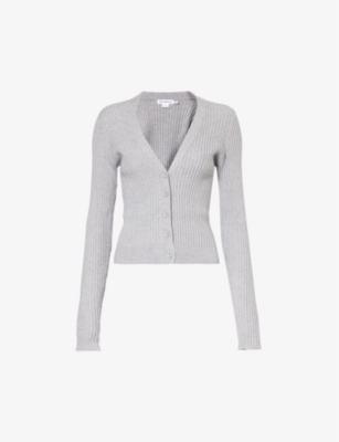 GOOD AMERICAN: V-neck ribbed knitted cardigan