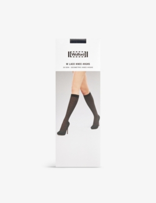 WOLFORD: W Lace stretch-woven knee-highs