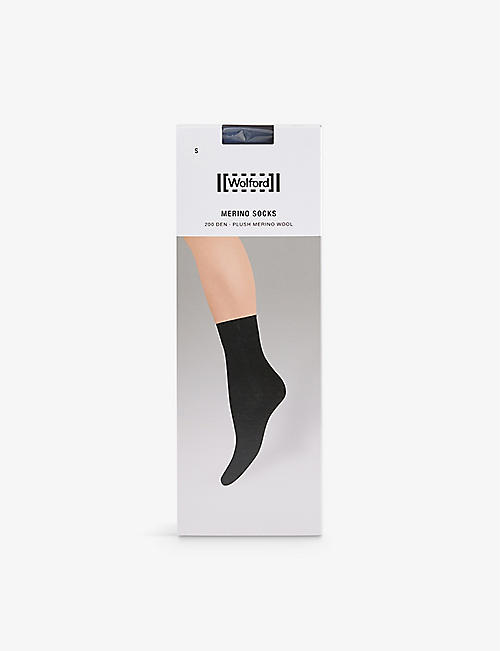 WOLFORD: Merino brush-texture stretch-knit ankle socks