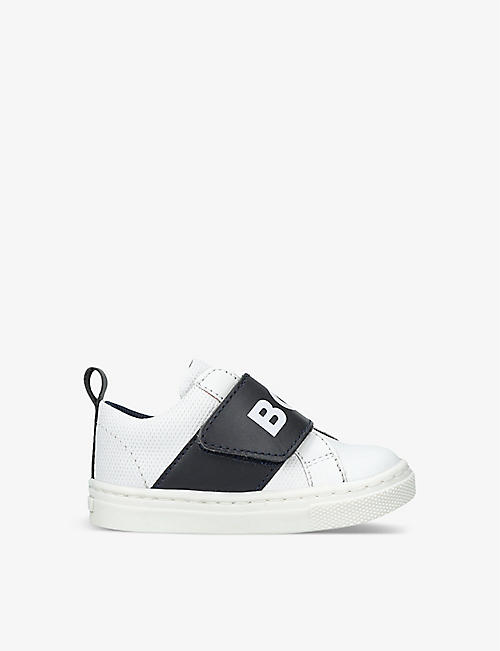 BOSS BY HUGO BOSS: Kids' logo-print leather low-top trainers