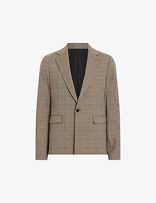 ALLSAINTS: Maffrett check-pattern cotton-blend blazer