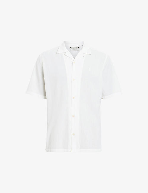 ALLSAINTS: Valley Ramskull-embroidered organic-cotton shirt