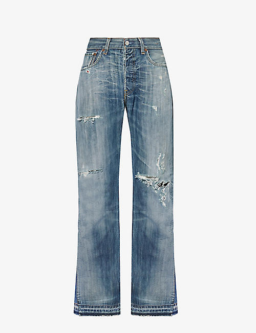 JEAN VINTAGE: Straight-leg high-rise denim jeans