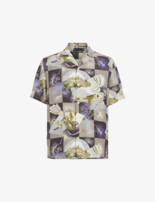 ALLSAINTS: Sebastian graphic-print woven shirt