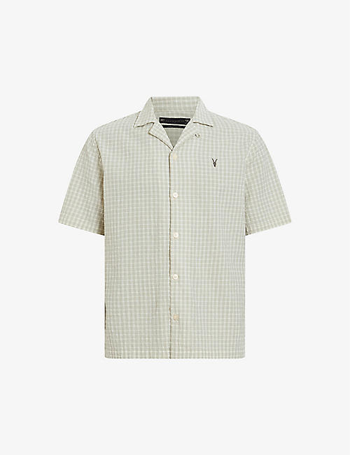 ALLSAINTS: Selemite Ramskull-embroidered stretch-cotton shirt